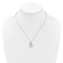 Cheryl M Sterling Silver Rhodium-plated Polished Fancy Gallery Cushion-cut CZ 18 Inch Necklace