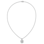 Cheryl M Sterling Silver Rhodium-plated Polished Fancy Gallery Cushion-cut CZ 18 Inch Necklace
