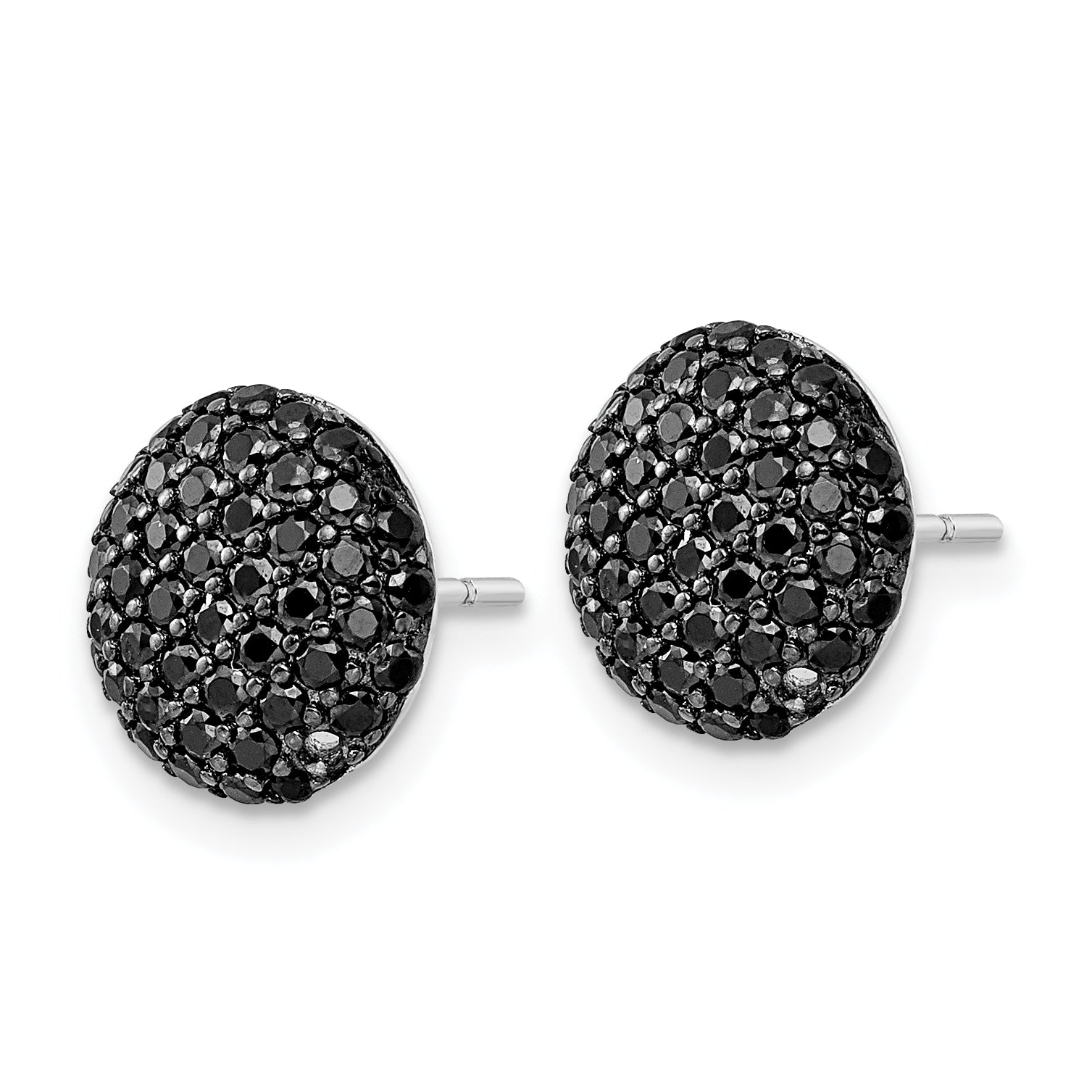 Cheryl M Sterling Silver Rhodium-plated with Black Rhodium Polished Black CZ Cluster Circle Post Earrings Secondary image