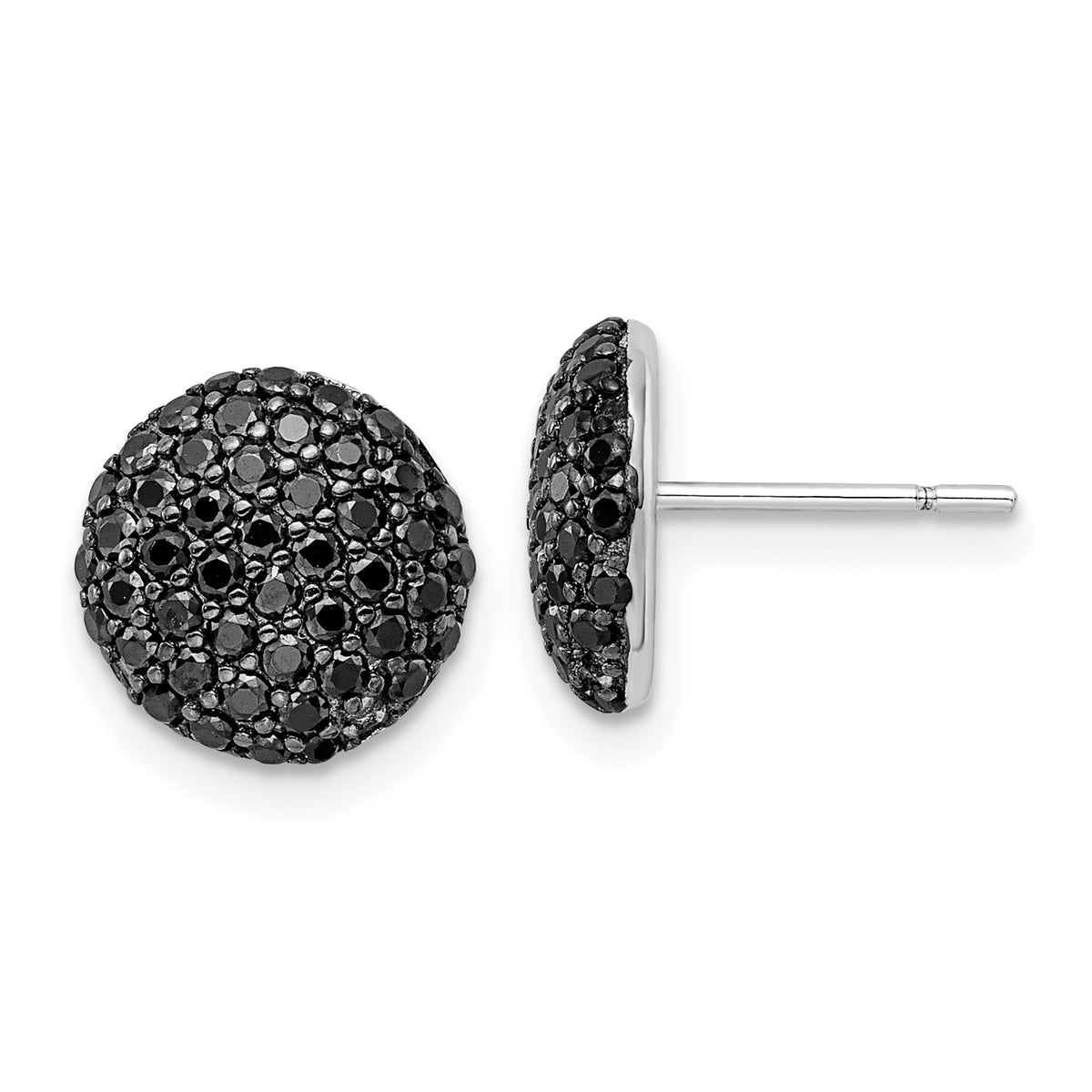 Cheryl M Sterling Silver Rhodium-plated with Black Rhodium Polished Black CZ Cluster Circle Post Earrings