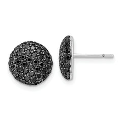 Cheryl M Sterling Silver Rhodium-plated with Black Rhodium Polished Black CZ Cluster Circle Post Earrings