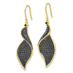Cheryl M Sterling Silver Gold-plated with Black Rhodium Polished Fancy Black CZ Dangle Earrings