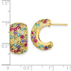 Cheryl M Sterling Silver Gold-plated Polished Multicolor CZ Post C-Hoop Earrings