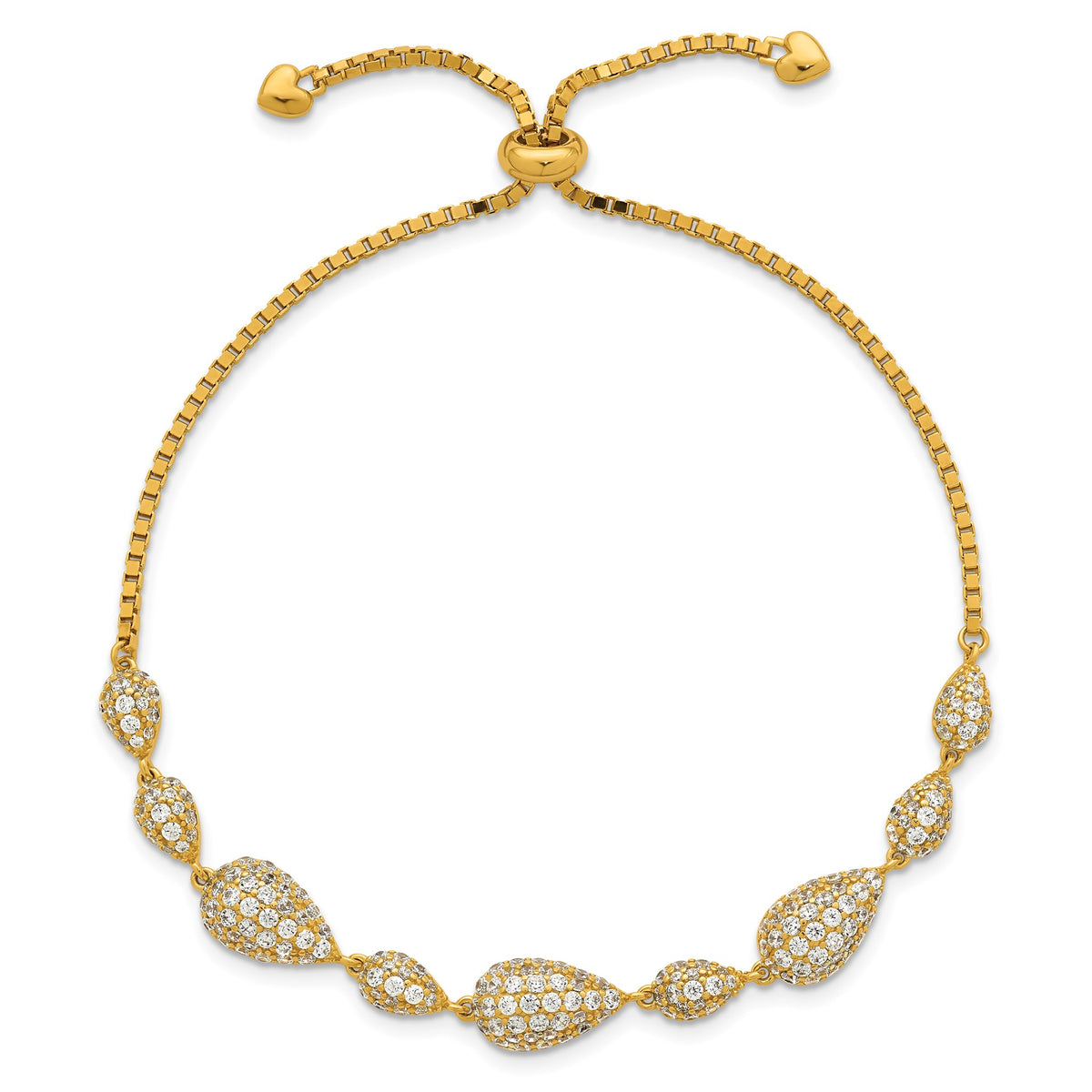 Pear Shape Pave Cubic Zirconia Bracelet in Gold-Plated Sterling Silver, 7mm - Sophia Jewelers