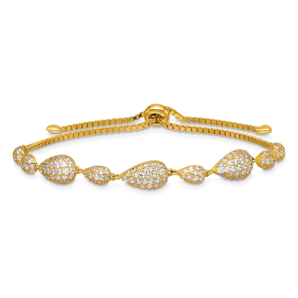 Pear Shape Pave Cubic Zirconia Bracelet in Gold-Plated Sterling Silver, 7mm - Sophia Jewelers