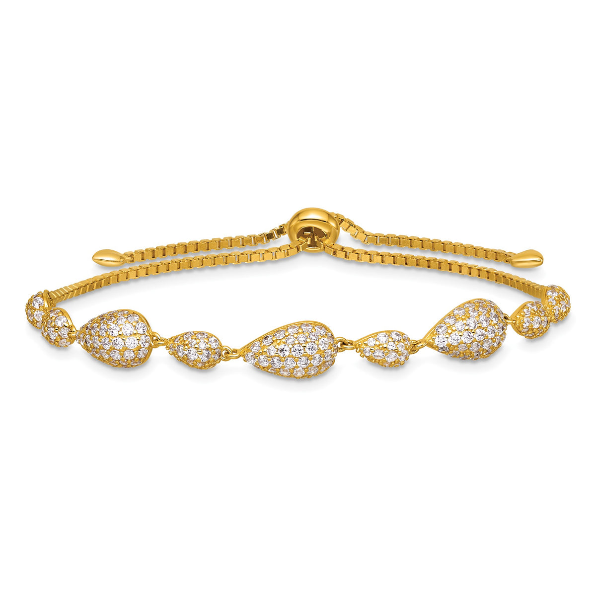 Pear Shape Pave Cubic Zirconia Bracelet in Gold-Plated Sterling Silver, 7mm - Sophia Jewelers
