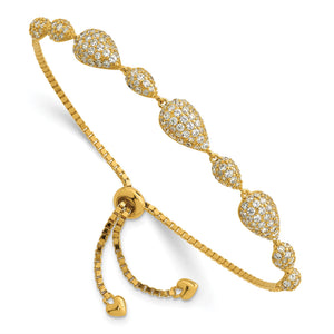 Pear Shape Pave Cubic Zirconia Bracelet in Gold-Plated Sterling Silver, 7mm - Sophia Jewelers