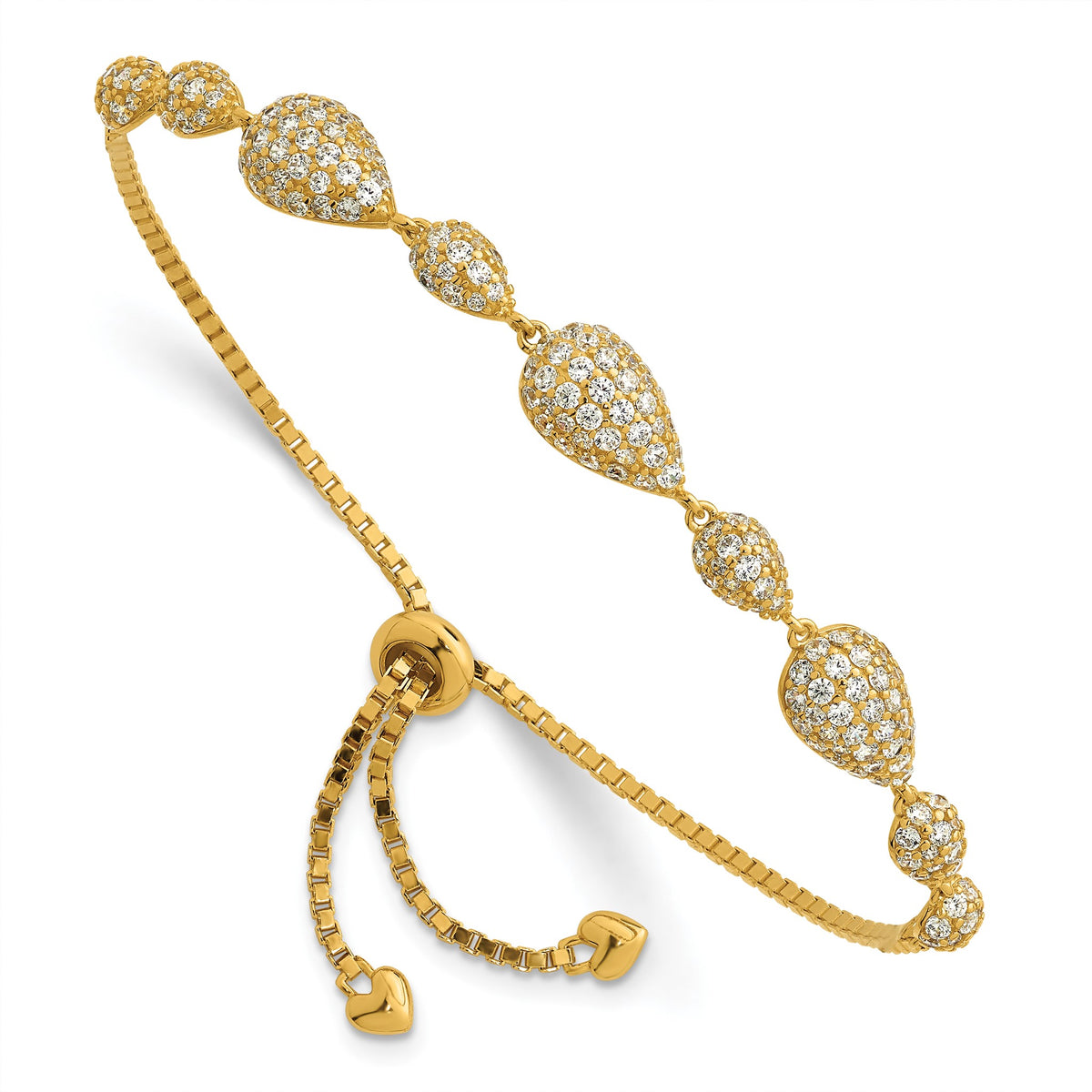 Pear Shape Pave Cubic Zirconia Bracelet in Gold-Plated Sterling Silver, 7mm - Sophia Jewelers