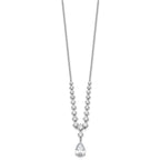 Pear Shape Cubic Zirconia Dangle Necklace in Sterling Silver, 18 Inch - Sophia Jewelers