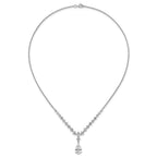 Pear Shape Cubic Zirconia Dangle Necklace in Sterling Silver, 18 Inch - Sophia Jewelers