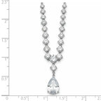 Pear Shape Cubic Zirconia Dangle Necklace in Sterling Silver, 18 Inch - Sophia Jewelers