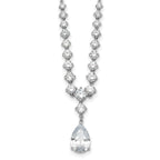 Pear Shape Cubic Zirconia Dangle Necklace in Sterling Silver, 18 Inch - Sophia Jewelers