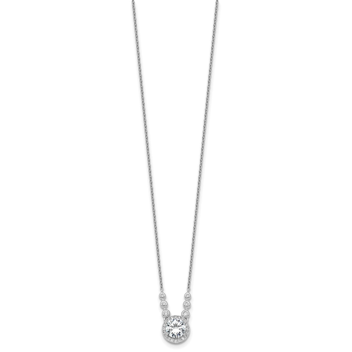 Cubic Zirconia Circles Necklace in Sterling Silver, 18 Inch - Sophia Jewelers