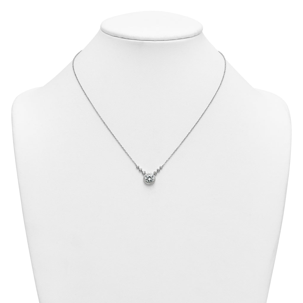 Cubic Zirconia Circles Necklace in Sterling Silver, 18 Inch - Sophia Jewelers