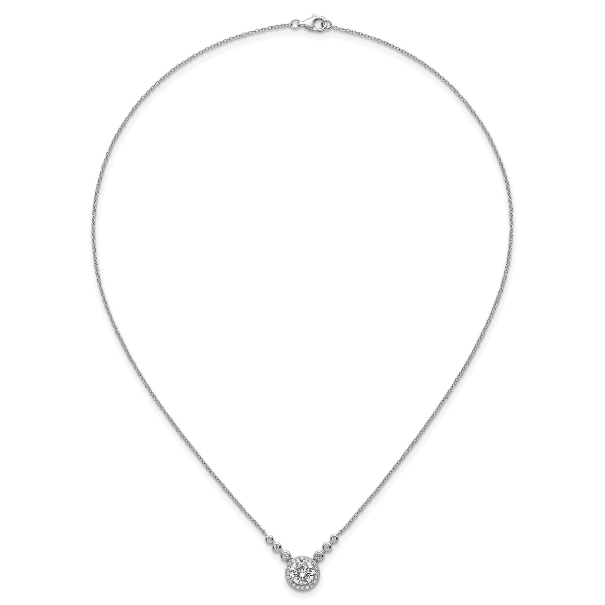 Cubic Zirconia Circles Necklace in Sterling Silver, 18 Inch - Sophia Jewelers
