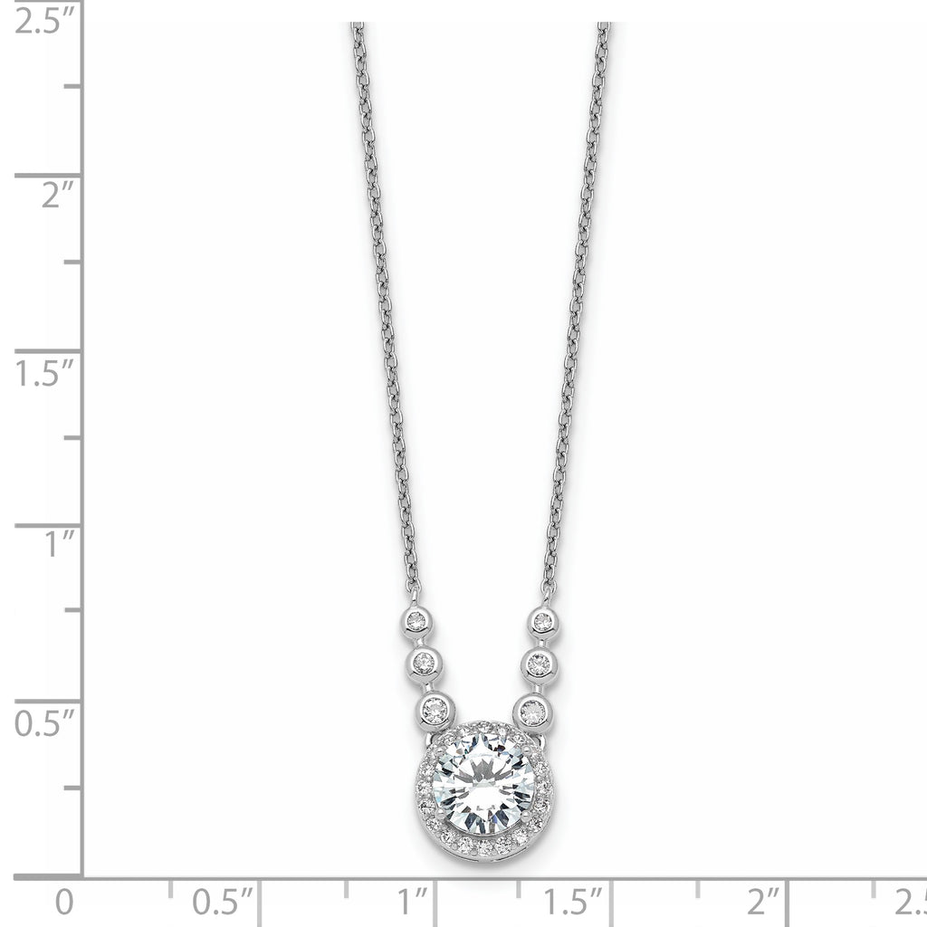 Cubic Zirconia Circles Necklace in Sterling Silver, 18 Inch - Sophia Jewelers
