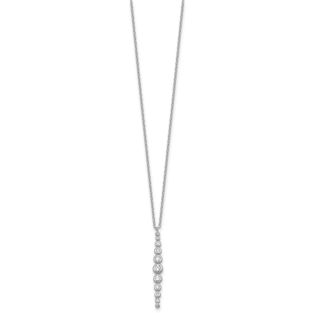 Cubic Zirconia 11-Stone Bezel Necklace in Sterling Silver, 18 Inch - Sophia Jewelers