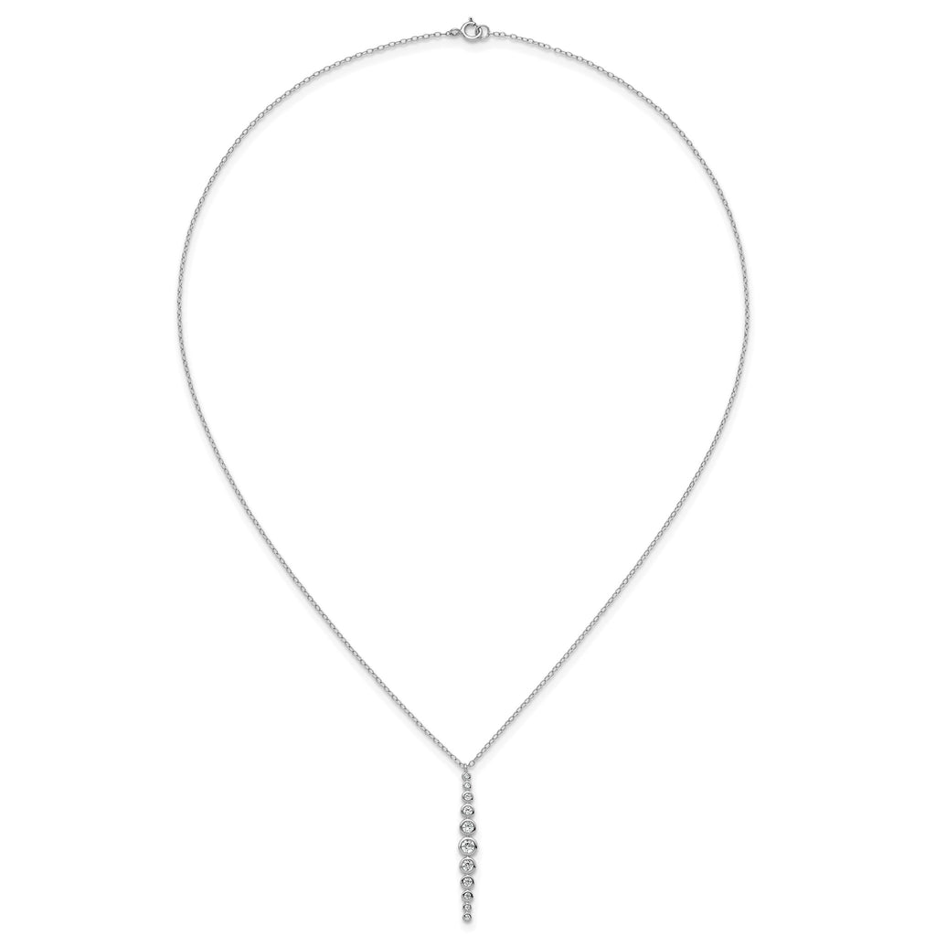 Cubic Zirconia 11-Stone Bezel Necklace in Sterling Silver, 18 Inch - Sophia Jewelers