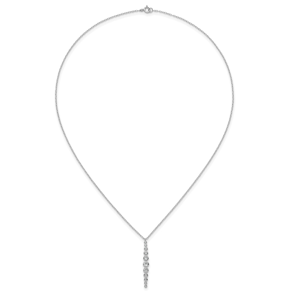 Cubic Zirconia 11-Stone Bezel Necklace in Sterling Silver, 18 Inch - Sophia Jewelers