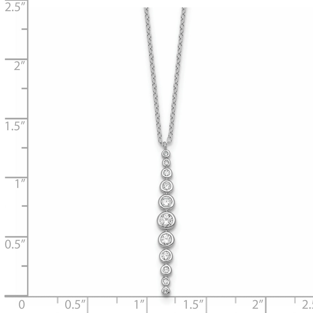 Cubic Zirconia 11-Stone Bezel Necklace in Sterling Silver, 18 Inch - Sophia Jewelers