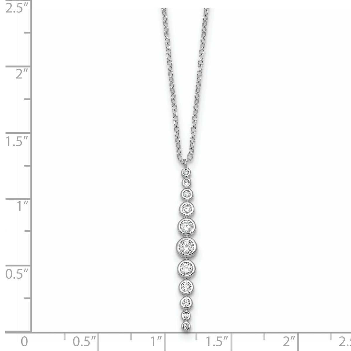 Cubic Zirconia 11-Stone Bezel Necklace in Sterling Silver, 18 Inch - Sophia Jewelers