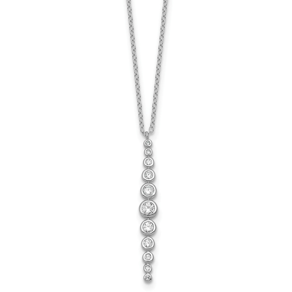 Cubic Zirconia 11-Stone Bezel Necklace in Sterling Silver, 18 Inch - Sophia Jewelers