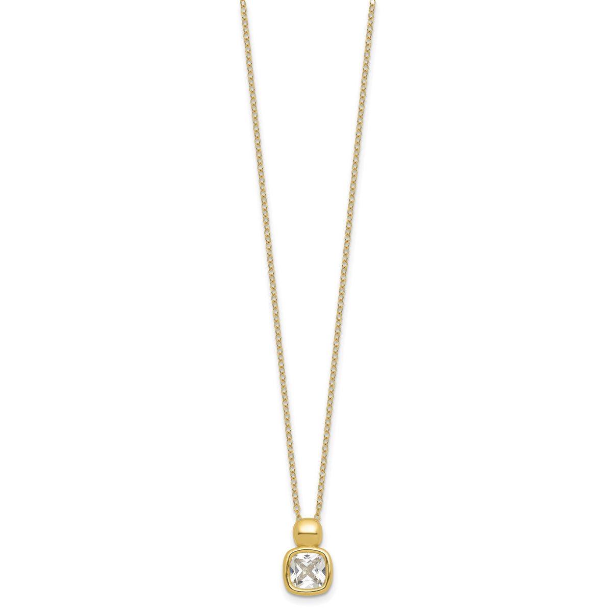 Cubic Zirconia Necklace in Gold-Plated Sterling Silver, 7mm with Extender, 18 Inch - Sophia Jewelers