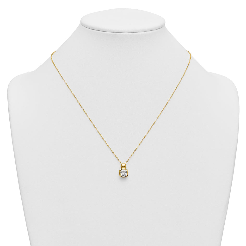 Cubic Zirconia Necklace in Gold-Plated Sterling Silver, 7mm with Extender, 18 Inch - Sophia Jewelers