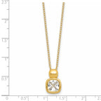 Cubic Zirconia Necklace in Gold-Plated Sterling Silver, 7mm with Extender, 18 Inch - Sophia Jewelers