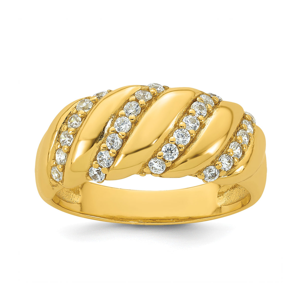 Cubic Zirconia Twist Ring in Gold-Plated Sterling Silver, Size 6 - Sophia Jewelers Main image