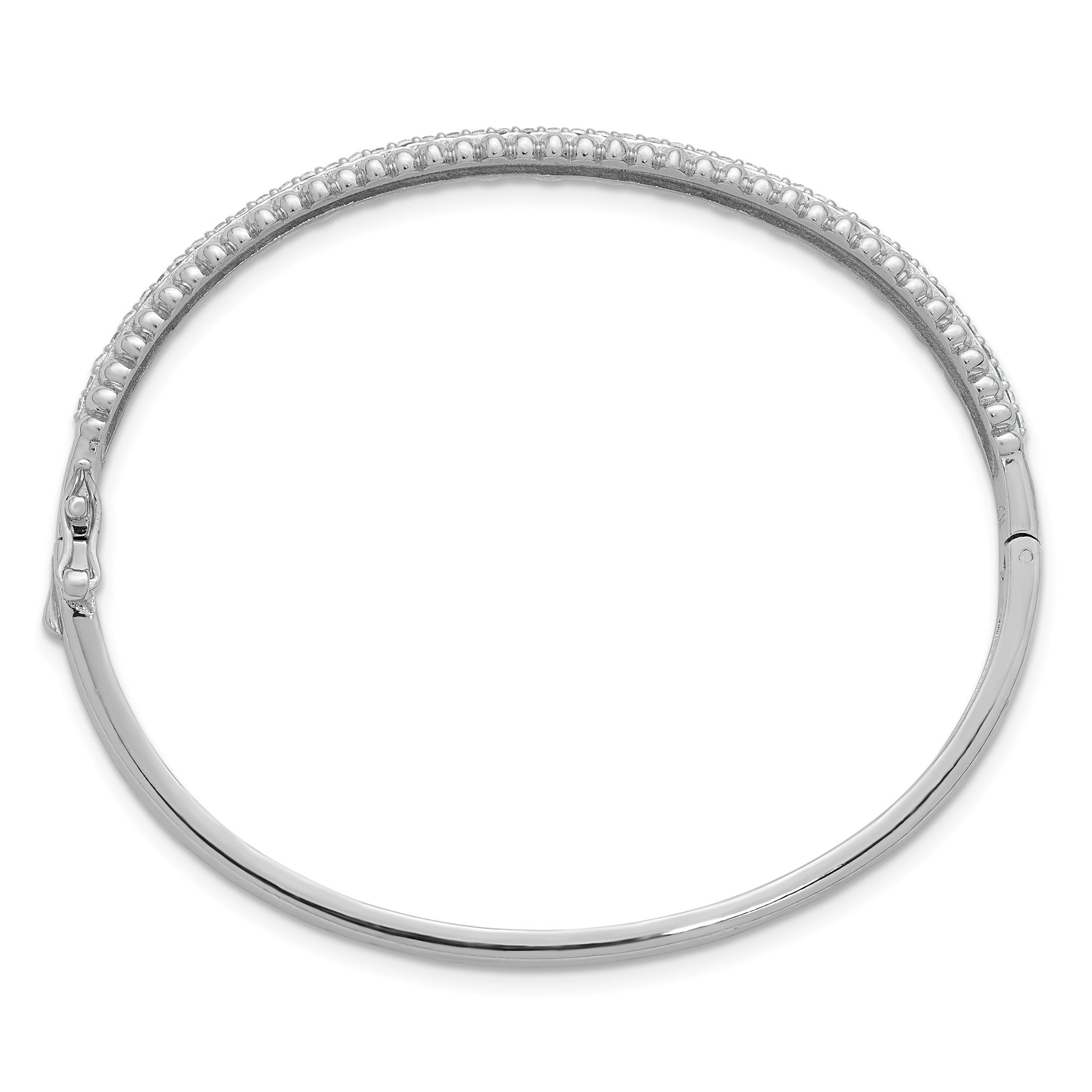 Cubic Zirconia Bangle Bracelet in Sterling Silver, 7.5mm Hinged Secondary image