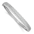 Cubic Zirconia Bangle Bracelet in Sterling Silver, 7.5mm Hinged - Sophia Jewelers