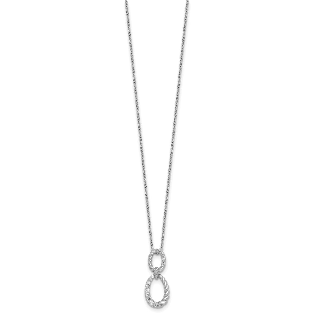 Cubic Zirconia & Twisted Oval Slide Necklace in Sterling Silver, 18 Inch - Sophia Jewelers