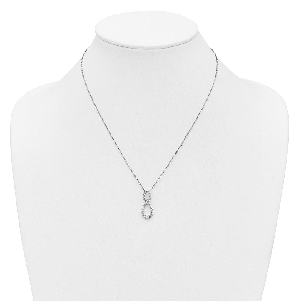 Cubic Zirconia & Twisted Oval Slide Necklace in Sterling Silver, 18 Inch - Sophia Jewelers