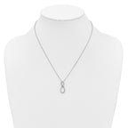 Cubic Zirconia & Twisted Oval Slide Necklace in Sterling Silver, 18 Inch - Sophia Jewelers