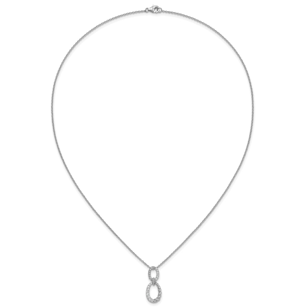 Cubic Zirconia & Twisted Oval Slide Necklace in Sterling Silver, 18 Inch - Sophia Jewelers
