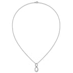 Cubic Zirconia & Twisted Oval Slide Necklace in Sterling Silver, 18 Inch - Sophia Jewelers