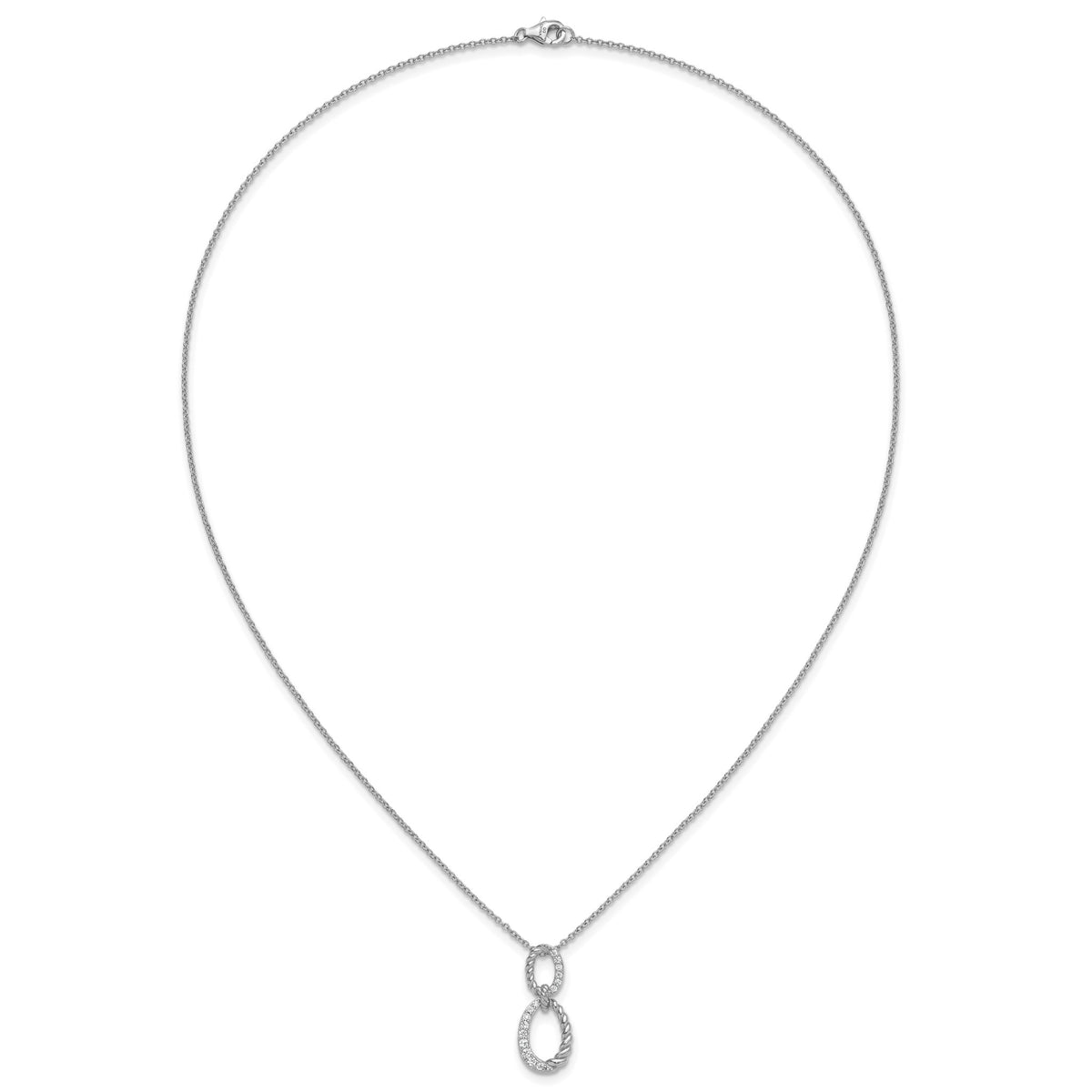 Cubic Zirconia & Twisted Oval Slide Necklace in Sterling Silver, 18 Inch - Sophia Jewelers