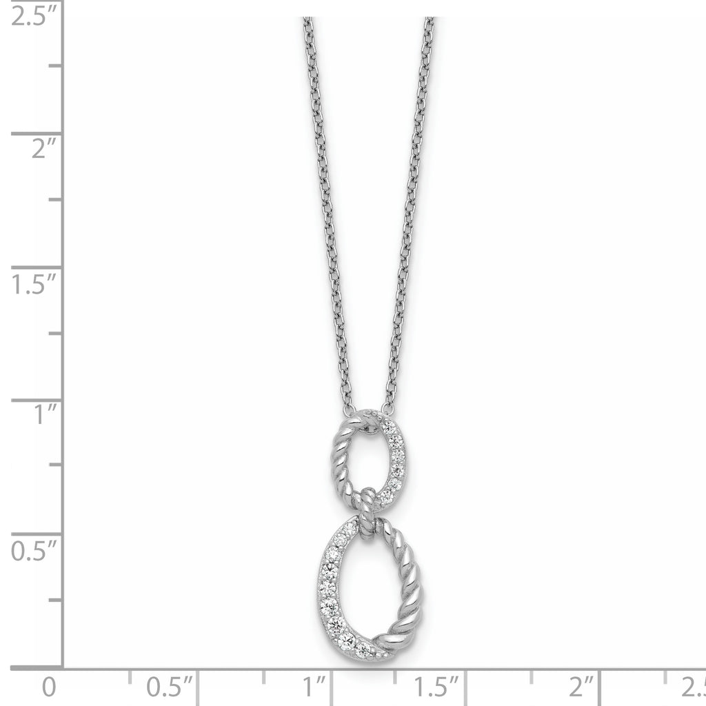 Cubic Zirconia & Twisted Oval Slide Necklace in Sterling Silver, 18 Inch - Sophia Jewelers