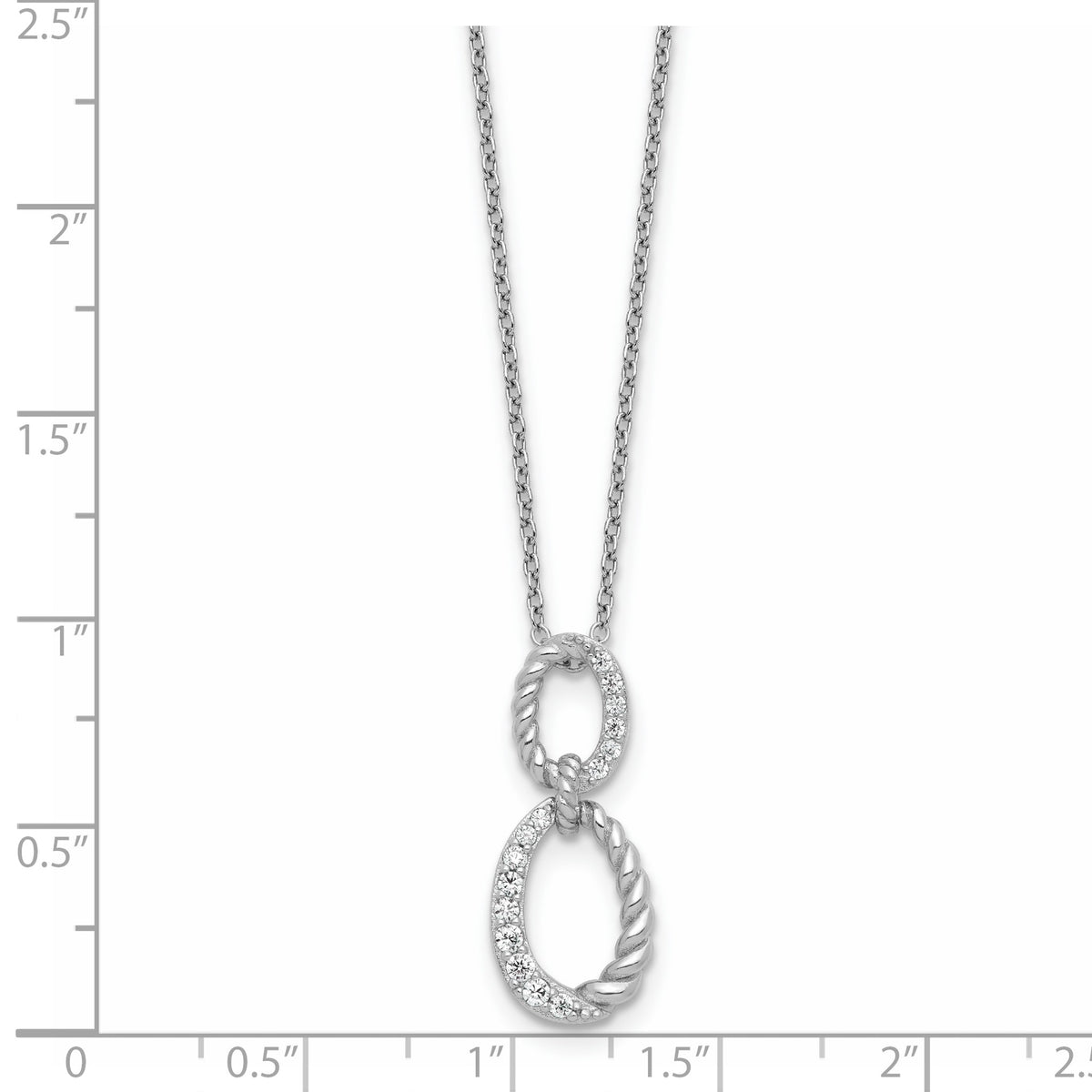 Cubic Zirconia & Twisted Oval Slide Necklace in Sterling Silver, 18 Inch - Sophia Jewelers