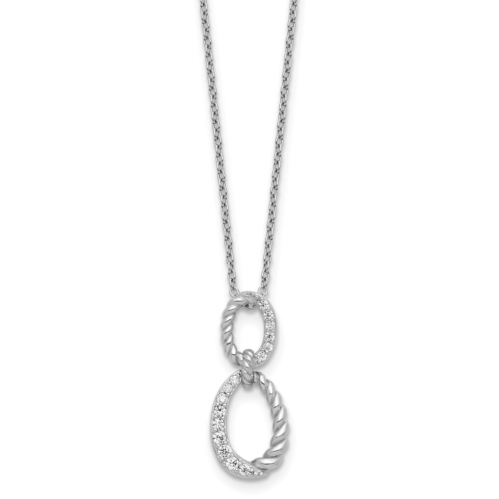 Cubic Zirconia & Twisted Oval Slide Necklace in Sterling Silver, 18 Inch - Sophia Jewelers