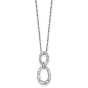 Cubic Zirconia & Twisted Oval Slide Necklace in Sterling Silver, 18 Inch - Sophia Jewelers