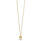 Cubic Zirconia U-Shape Necklace in Gold-Plated Sterling Silver, 16 Inch - Sophia Jewelers