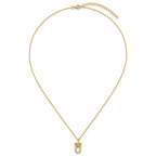 Cubic Zirconia U-Shape Necklace in Gold-Plated Sterling Silver, 16 Inch - Sophia Jewelers