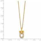 Cubic Zirconia U-Shape Necklace in Gold-Plated Sterling Silver, 16 Inch - Sophia Jewelers