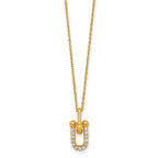 Cubic Zirconia U-Shape Necklace in Gold-Plated Sterling Silver, 16 Inch - Sophia Jewelers