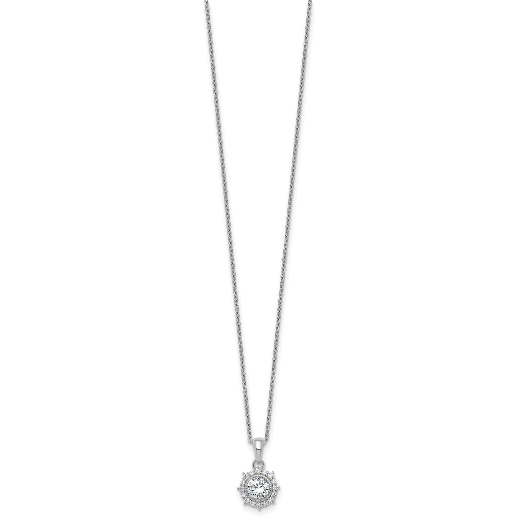 Cubic Zirconia Circle Necklace in Sterling Silver, 6mm, 18 Inch - Sophia Jewelers