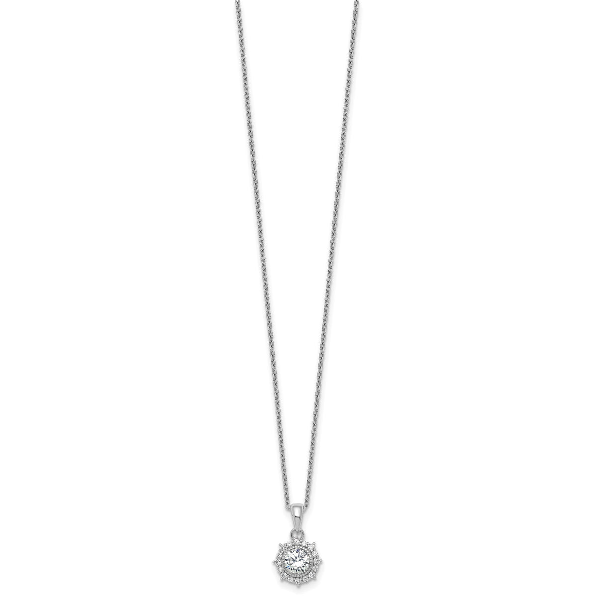 Cubic Zirconia Circle Necklace in Sterling Silver, 6mm, 18 Inch - Sophia Jewelers