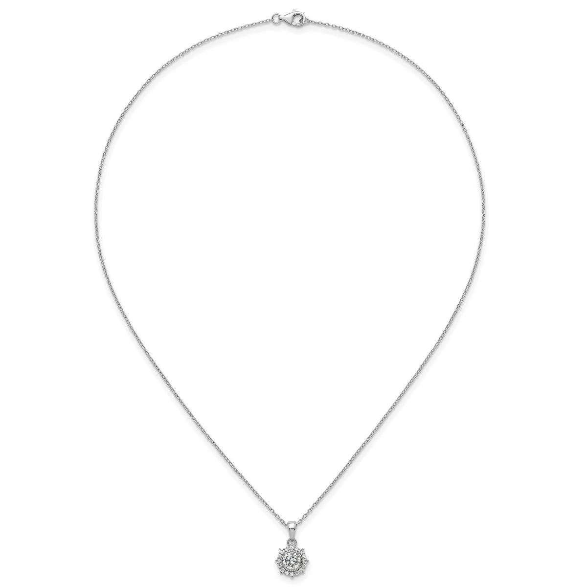 Cubic Zirconia Circle Necklace in Sterling Silver, 6mm, 18 Inch - Sophia Jewelers