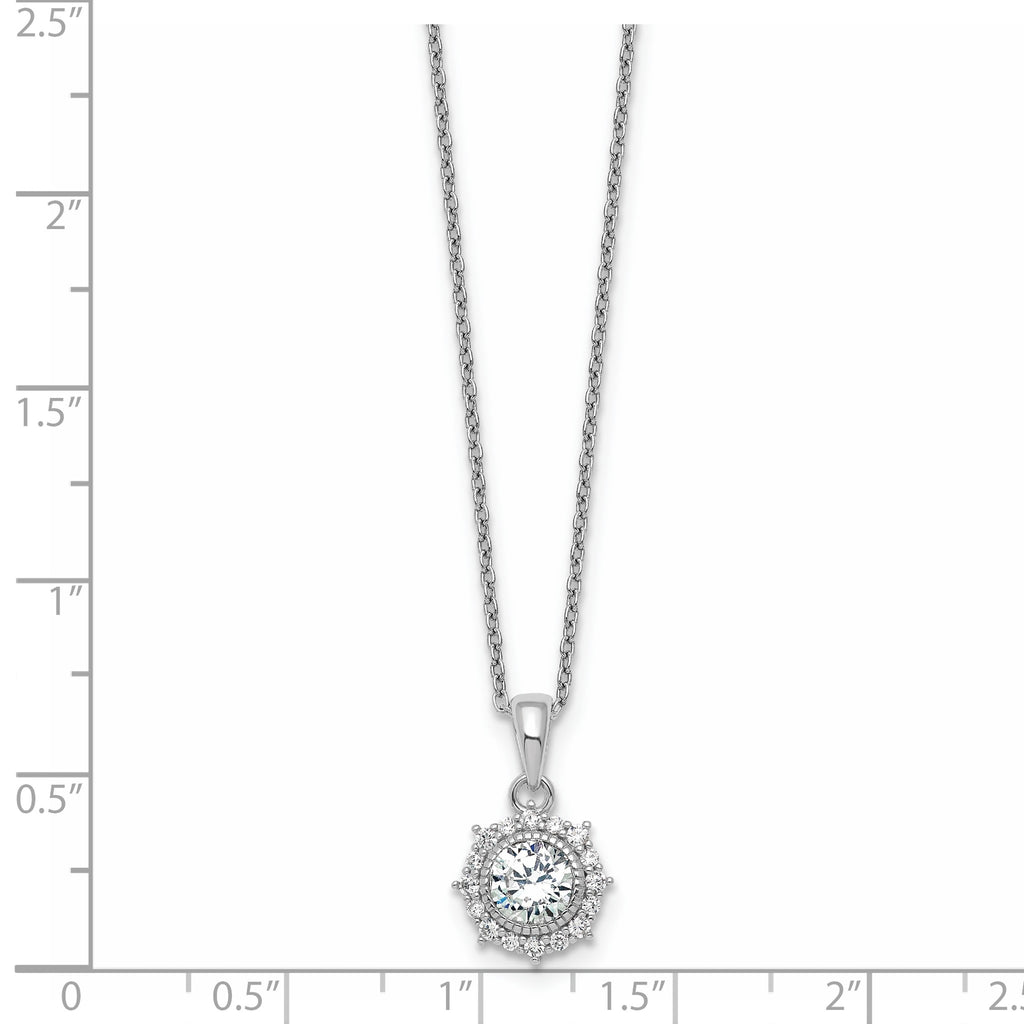 Cubic Zirconia Circle Necklace in Sterling Silver, 6mm, 18 Inch - Sophia Jewelers